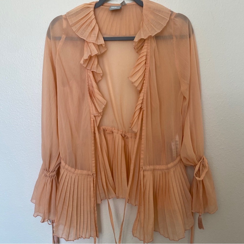 ASOS Peach Peplum Tie Front Blouse